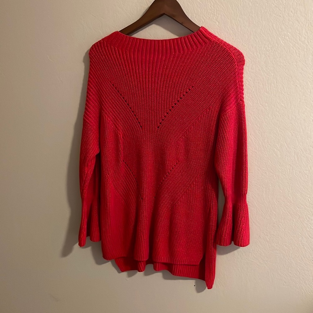 Medium Petite Red 3/4 Peplum Sleeve Sweater